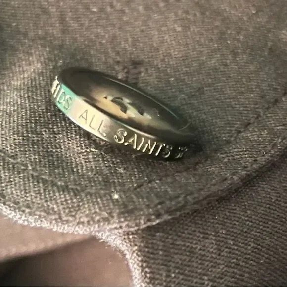 All Saints Trench Coat Black Mabli Mac Wool Jacket - Good Used Condition Size 6 - Picture 7 of 9